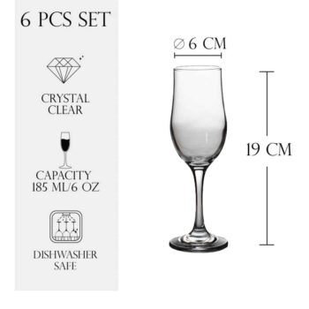 Set 6 pahare cu picior din sticla de 190 ml, Cesiro