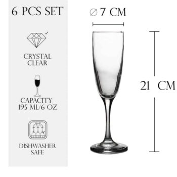 Set 6 pahare cu picior din sticla de 195 ml, Cesiro
