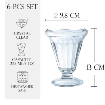 Bucură-te de Răsfăț: Pahare pentru Înghețată Sofisticate Set 6 bucati, 225 ml