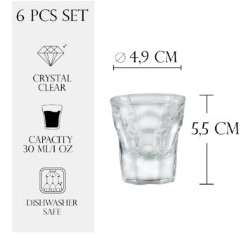 Set 6 pahare 30 ml, Transparent