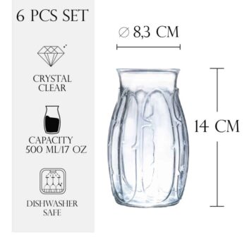 Set 6 pahare din sticla de 500 ml, Cesiro