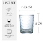 Set 6 pahare din sticla cu model de 155 ml Cesiro