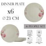 Set 6 farfurii intinse pentru 6 persoane 23 cm, Ivoire cu orhidee