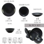 Set farfurii 16 piese, pentru 4 persoane, Anthracite, Cesiro, Gri Mat
