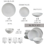 Set farfurii 16 piese, pentru 4 persoane, Snow, Cesiro, Alb Mat
