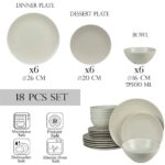 Set farfurii 18 piese, pentru 6 persoane, Ivory, Cesiro,  Alb Ivoire lucios cu linii