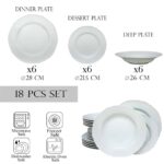 Set farfurii 18 piese, pentru 6 persoane, Iceberg, Cesiro, Portelan, Alb lucios