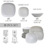 Set farfurii 18 piese, pentru 6 persoane, Ice, Cesiro, Portelan, Alb