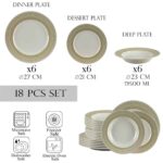 Set farfurii 18 piese, pentru 6 persoane, Ivory, Cesiro, Alb Ivoire cu crem