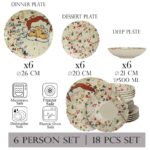 Set farfurii 18 piese, pentru 6 persoane, Merry Christmas, Cesiro, Multicolor