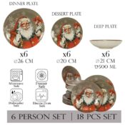 Set farfurii 18 piese, pentru 6 persoane, Santa Claus, Cesiro, Multicolor