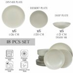 Set farfurii 18 piese, pentru 6 persoane, Ivory, Cesiro,  Alb Ivoire cu linii