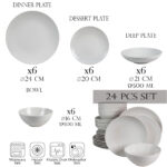 Set farfurii 24 piese, pentru 6 persoane, Snow, Cesiro, Alb Mat