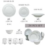 Set farfurii 24 piese, pentru 6 persoane, Iceberg, Cesiro, Portelan Alb