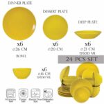 Set farfurii 24 piese, pentru 6 persoane, SunRise, Cesiro, Galben