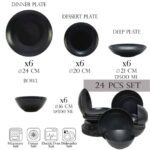 Set farfurii 24 piese, pentru 6 persoane, Anthracite, Cesiro, Gri Mat