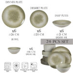 Set farfurii 24 piese, pentru 6 persoane, Silver, Cesiro, Alb Ivoire cu gri