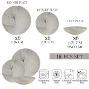 Set farfurii 18 piese, 6 persoane, set cu farfurie adancă- Ensemble Foglie d'Oro - Set Veselă Italiană Porțelan