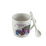 Cana 170 ml, Alb cu design carucior lavanda