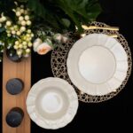 Set farfurii 18 piese, pentru 6 persoane, Ice, Cesiro, Crem Deschis