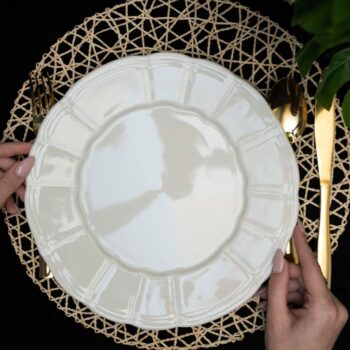 Set farfurii 18 piese, pentru 6 persoane, Ice, Cesiro, Crem Deschis