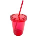 Pahar din plastic, cu capac si pai, Ø10 x 12 cm, 440 ml, Tuffex TP553 (diverse culori)