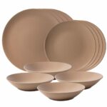 Set farfurii 12 piese, pentru 4 persoane, Latte, Cesiro, Crem Mat