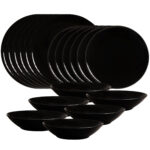 Set farfurii 18 piese, pentru 6 persoane, Abyss, Cesiro, Negru Lucios
