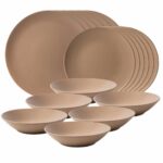 Set farfurii 18 piese, pentru 6 persoane, Latte, Cesiro, Crem Mat