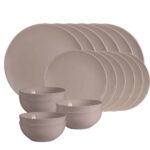Set farfurii 18 piese, pentru 6 persoane, Latte, Cesiro, Crem Latte Lucios
