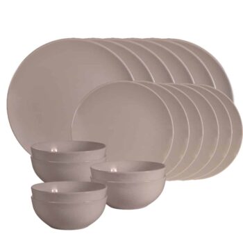 Set farfurii 18 piese, pentru 6 persoane, Latte, Cesiro, Crem Latte Lucios