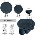 Set farfurii 18 piese, pentru 6 persoane, Anthracite, Cesiro, Gri Lucios