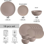 Set farfurii 18 piese, pentru 6 persoane, Latte, Cesiro, Crem Latte Lucios