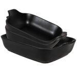 Set 3 vase termorezistente Marimi mixte, Negru Mat