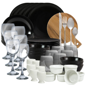 Set complet de bucătărie 73 piese, Negru Mat