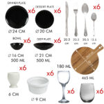 Set complet de bucătărie 73 piese, Negru Mat
