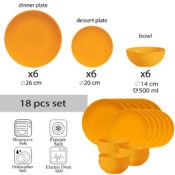 Set farfurii 18 piese, pentru 6 persoane, Sun, Cesiro, Galben Lucios