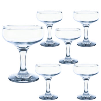 Set 6 pahare de 155 ml cu picior din sticla, Cesiro