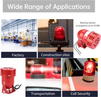 Fafeicy MS-190 Sirenă electrică 220V 120DB, sunet industrial electric, protecție împotriva furtului, sirenă acţionată cu motor, corn metal, alarmă industrială pentru barcă pentru fabrică, construcții, dispozitiv de defecțiune rutieră