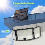 Lămpi solare supradimensionate cu 234 LED pentru utilizare în exterior cu 3 panouri luminoase, 270 de lumină solară super luminoasă de exterior cu detector de mișcare, 3 moduri,