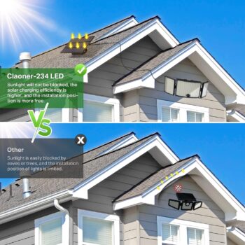 Lămpi solare supradimensionate cu 234 LED pentru utilizare în exterior cu 3 panouri luminoase, 270 de lumină solară super luminoasă de exterior cu detector de mișcare, 3 moduri,