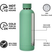 Sticlă termică JADI din oțel inoxidabil, Seal Island Green, 750 ml