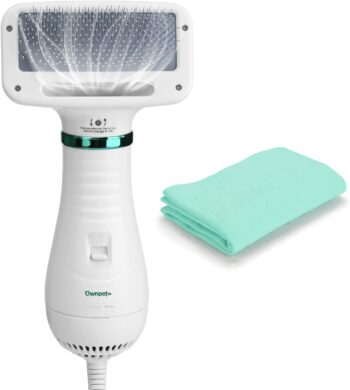 Ownpets Uscător de păr pentru animale de companie,uscator portabil silențioas pentru îngrijirea animalelor de companie, cu perie, temperatură reglabilă și prosop cu uscare rapidă, 1 buc