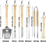 Set tacâmuri pentru grătar, accesorii pentru grătar din 10 piese cu clește pentru grătar, rotitor pentru grătar, perie pentru grătar, covoraș pentru grătar, șorț pentru grătar, furculiță pentru carne, cuțit pentru grătar, din oțel inoxidabil de înaltă calitate
