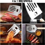 Set tacâmuri pentru grătar, accesorii pentru grătar din 10 piese cu clește pentru grătar, rotitor pentru grătar, perie pentru grătar, covoraș pentru grătar, șorț pentru grătar, furculiță pentru carne, cuțit pentru grătar, din oțel inoxidabil de înaltă calitate
