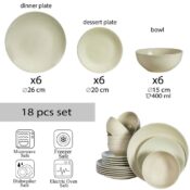 Set farfurii 18 piese, pentru 6 persoane, Milk Foam, Cesiro, Crem Ivoire