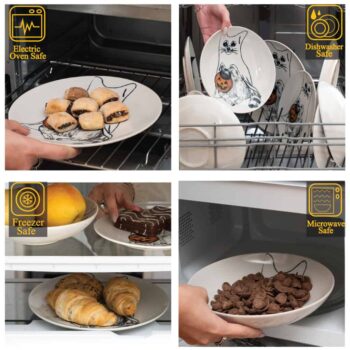 Set farfurii 18 piese, pentru 6 persoane, Pumpkin Cat, Cesiro, Ivoire cu Pisica