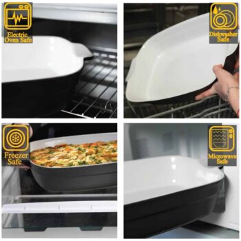 Set 4 vase termorezistente Alb/Negru, 35x25x8 cm