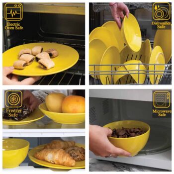 Set farfurii 24 piese, pentru 6 persoane, SunRise, Cesiro, Galben