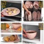 Set farfurii 16 piese, pentru 4 persoane, Pink, Cesiro, Roz Lucios si Roz Mat
